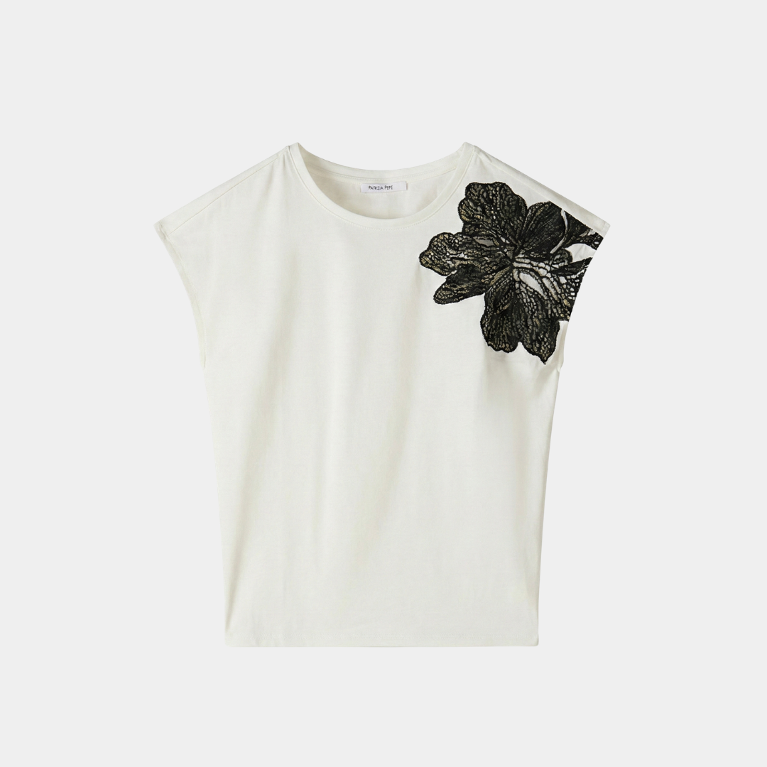 T-shirt con pizzo intarsiato Patrizia Pepe