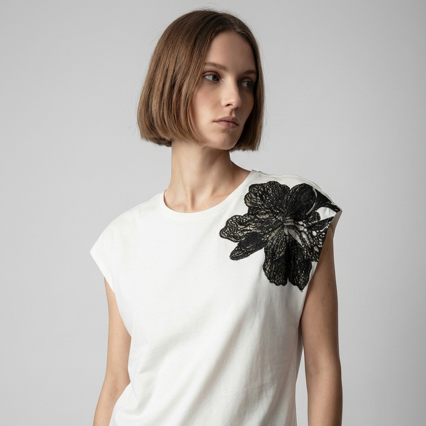 T-shirt con pizzo intarsiato Patrizia Pepe